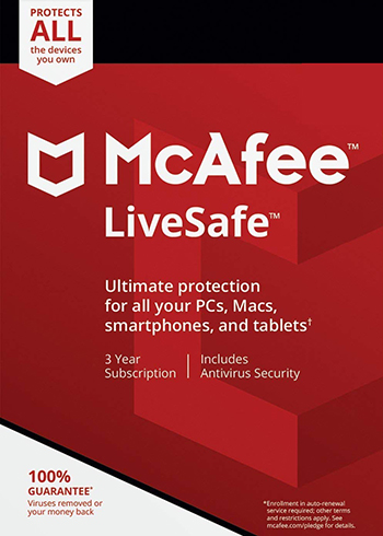 McAfee Livesafe 2021 Unlimited Devices 3 Years Digital CD Key