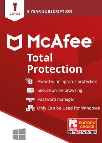 McAfee Total Protection 1 Device 5 Years Digital CD Key